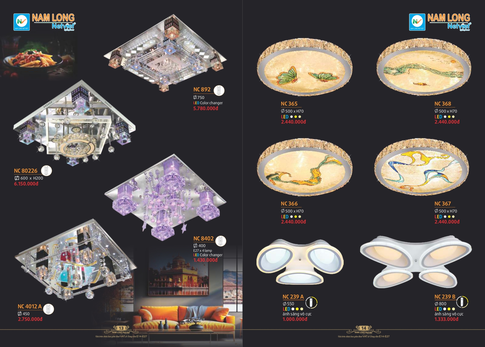 Bảng giá đèn trang trí Nam Long